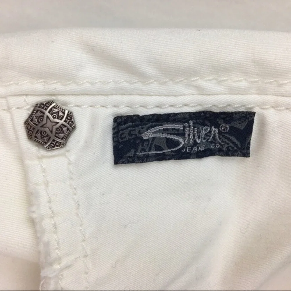 Silver Jeans White Suki Capri Cotton Pants 27 - Picture 8 of 9